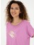 Bisiklet Yaka Açık Mor Kadın T-Shirt PEXİ-S 2