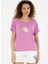 Bisiklet Yaka Açık Mor Kadın T-Shirt PEXİ-S 3