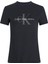 Yuvarlak Yaka Düz Siyah Kadın T-Shirt Ss Monologo Archıve Jersey 1