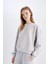 Regular Fit Bisiklet Yaka Kalın Basic Düz Sweatshirt D6645AX24WN 3