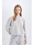 Regular Fit Bisiklet Yaka Kalın Basic Düz Sweatshirt D6645AX24WN 4