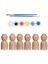 Montessori Toys Ahşap El Yapımı Peg Bebek 6'lı Boyama Seti Fırça Boya Dahil -PEG14-7,5CM 1