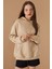 Kız Çocuk Bej Basic Uzun Kol Şardonlu Kapüşonlu Sweatshirt 19192 3