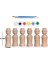 Montessori Toys Ahşap El Yapımı Peg Bebek 6'lı Boyama Seti Fırça Boya Dahil -PEG11-9,5CM 3