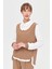 Retro Dokulu Üçlü Pantolonlu Takım Camel 3