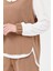 Retro Dokulu Üçlü Pantolonlu Takım Camel 4