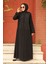 Boncuk Işlemeli Siyah Tesettür Abaya 29106S 2