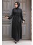 Kemerli Siyah Tesettür Elbise 60931S 1