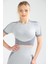 Füme Slim Fit Bisiklet Yaka Seamless Kadın Sporcu Crop Tişört SSF0006 1