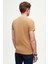Slim Fit Camel Düz Logo Baskılı Strech Pamuklu T-Shirt 3