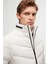 Slim Fit Ekru Gizlenebilir Kapüşonlu Elyaf Dolgulu Rüzgar Geçirmez Mont 3
