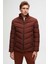 Slim Fit Kiremit Gizlenebilir Kapüşonlu Elyaf Dolgulu Rüzgar Geçirmez Mont 1