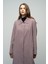 Gömlek Yaka Robadan Kuplu Büyük Beden Astarlı Pardesü VİZON 6616 2