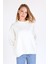 Ekru Bisiklet Yaka Oversize Kadın Sweatshirt 9152M 1