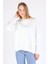 Ekru Bisiklet Yaka Oversize Kadın Sweatshirt 9152M 3
