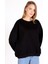 Siyah Bisiklet Yaka Oversize Kadın Sweatshirt 9152M 1
