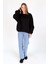 Siyah Bisiklet Yaka Oversize Kadın Sweatshirt 9152M 2