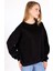 Siyah Bisiklet Yaka Oversize Kadın Sweatshirt 9152M 3