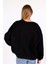 Siyah Bisiklet Yaka Oversize Kadın Sweatshirt 9152M 5
