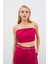 Taş Askılı Saten Crop Bluz - Mercan 3