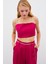 Taş Askılı Saten Crop Bluz - Mercan 4