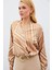 Kruvaze Desenli Bluz - Kahve 1