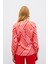 Kruvaze Desenli Bluz - Fusya 5