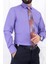 Erkek Slim Fit Dar Yaka Uzun Kol 6 Drop Lila Gömlek 2