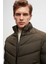 Slim Fit Haki Gizlenebilir Kapüşonlu Elyaf Dolgulu Rüzgar Geçirmez Mont 3