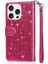 IPhone 16 Için Fermuar Cep Durumda Pro Max Pu Deri Glitter Cüzdan Kılıf (Yurt Dışından) 5