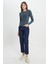 Slim Fit Dar Kesim Bisiklet Yaka Koyu Mavi Tişört 3
