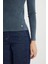 Slim Fit Dar Kesim Bisiklet Yaka Koyu Mavi Tişört 4