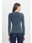 Slim Fit Dar Kesim Bisiklet Yaka Koyu Mavi Tişört 5