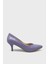 EST096 Mor Kırışık Kadın Kısa Ince Retro Topuk Stiletto 1