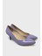 EST096 Mor Kırışık Kadın Kısa Ince Retro Topuk Stiletto 2