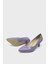 EST096 Mor Kırışık Kadın Kısa Ince Retro Topuk Stiletto 4