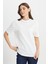 Loose Fit Rahat Kesim Bisiklet Yaka %100 Pamuk Beyaz Tişört 1
