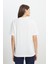 Loose Fit Rahat Kesim Bisiklet Yaka %100 Pamuk Beyaz Tişört 5