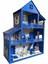 Ahşap Oyun Evi 80CM 36 Eşya Mavi LED Işıklı Isim Yazılır 3