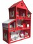 Ahşap Çocuk Oyun Evi LED Işıklı 80CM 36 Eşya Kırmızı 3