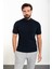 Çizgili Lacivert Slim Fit Yarım Balıkçı Yaka Erkek Triko T-Shirt 1