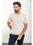 Yatay Çizgili Bej Slim Fit Polo Yaka Erkek Triko T-Shirt 3