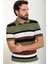Çizgili Haki Slim Fit Polo Yaka Erkek Triko T-Shirt 4