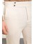 Düz Bej Super Slim Fit Kemerli Keten Erkek Şort 2