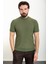 Çizgili Haki Slim Fit Yarım Balıkçı Yaka Erkek Triko T-Shirt 1