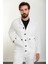 Çizgili Ekru Slim Fit Erkek Mont Pantolon Takım 3