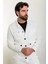 Çizgili Ekru Slim Fit Erkek Mont Pantolon Takım 5