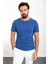 Düz Saks Slim Fit Bisiklet Yaka Erkek T-Shirt 1