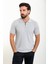 Desenli Gri Slim Fit Fermuarlı Polo Yaka Erkek Triko T-Shirt 3