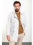 Düz Taş Slim Fit Kemerli Kruvaze Erkek Trenchcoat 3